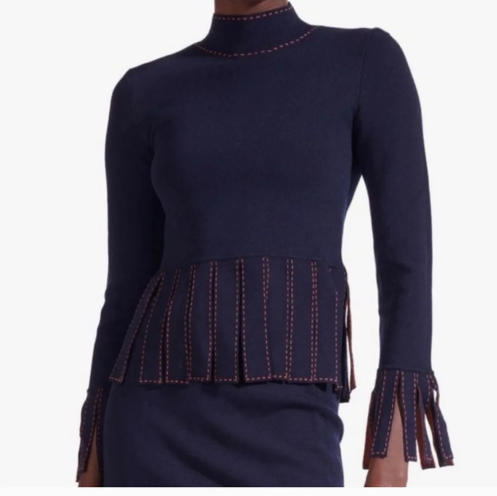 SOLD! STAUD Mika top / mock neck fringe of top - Picture 1 of 6
